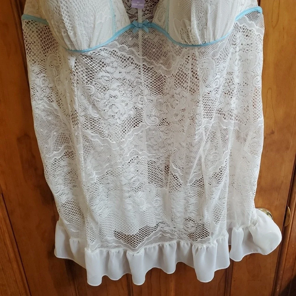Secret Treasures Lace Short Babydoll White XXXL